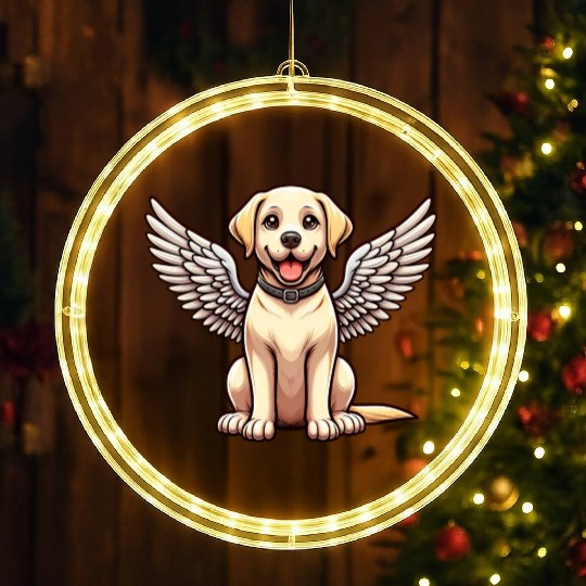 Labrador Retriever Comic Angel LED Christmas Window Lights
