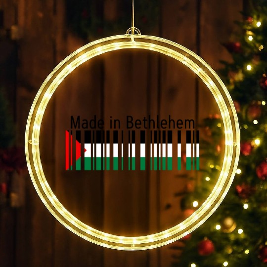 Made in Bethlehem Barcode Palestine Flag for Pales LED Christmas Window Lights