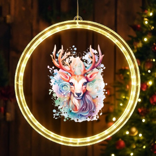 Colorful Reindeer Fantasy: Studio Ghibli Style LED Christmas Window Lights