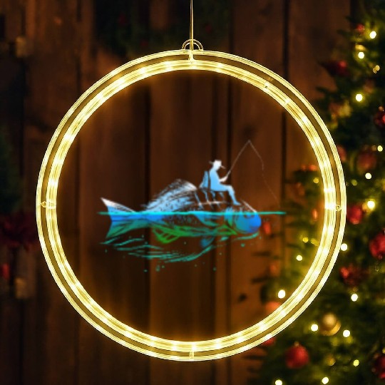Fisher On Fish I Fly Fishing Angler Gift for LED Christmas Window Lights