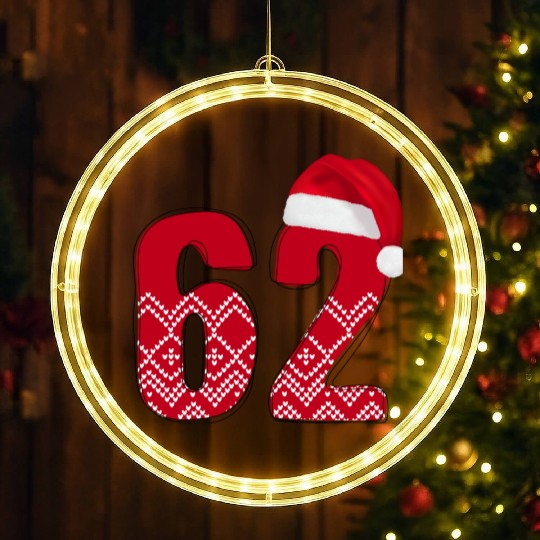 62 Red and White Christmas Number Sixty Two LED Christmas Window Lights