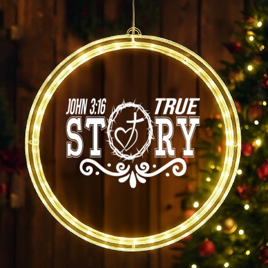 True Story John 3:16 Love Jesus Christian LED Christmas Window Lights