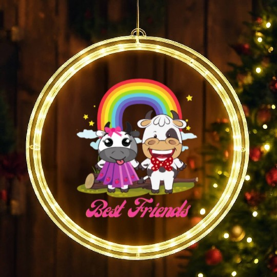 Cow Mooey Cute Strawberry Cow Best Friends LED Christmas Window Lights