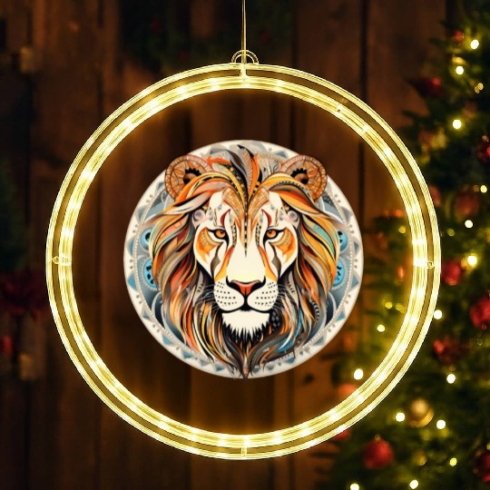 Lion Mandala Art LED Christmas Window Lights
