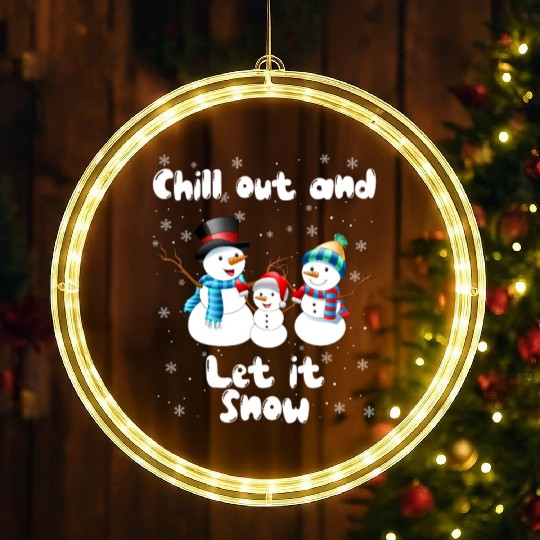 Snowman Family Chill Out and Let it Snow Fan LED Christmas Window Lights