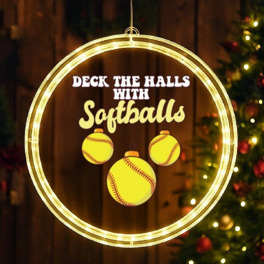 Softball Player Catcher Christmas Balls Deck The LED Christmas Window Lights