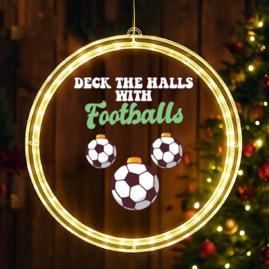 Football Player Coach Christmas Balls Deck The LED Christmas Window Lights