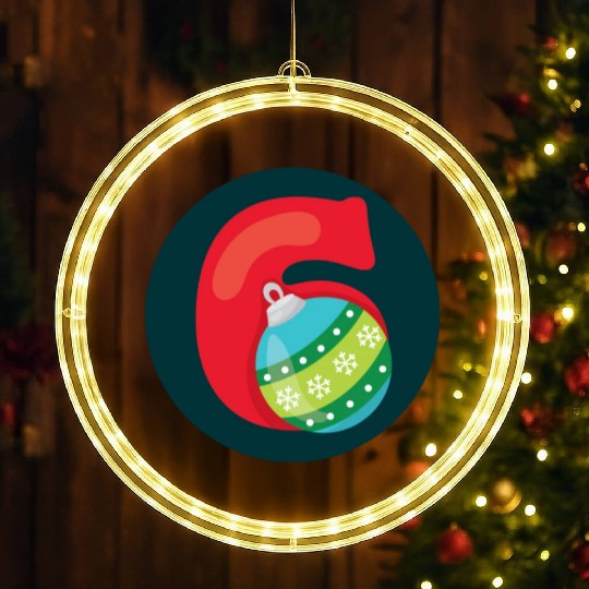 Number 6 Christmas Balls Age Six LED Christmas Window Lights