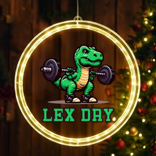 Legs day funny gym dino LED Christmas Window Lights