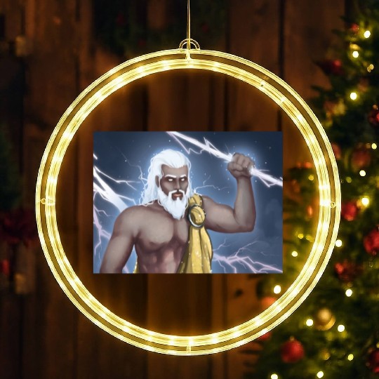 A Titan holding a lightning bolt LED Christmas Window Lights