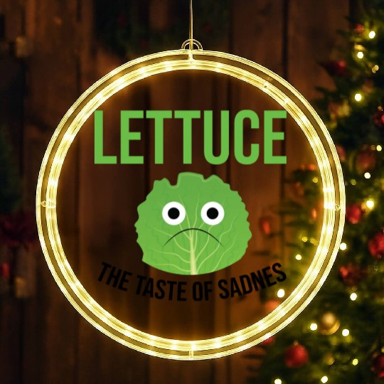 Lettuce The Taste of Sadness Funny Vegan Green FF Band LED Christmas Window Lights