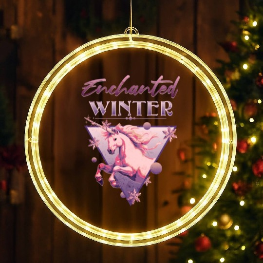 Enchanted Winter 80s Retro Lilac Unicorn LED Christmas Window Lights