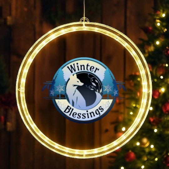 Winter Blessings Fox Badge LED Christmas Window Lights