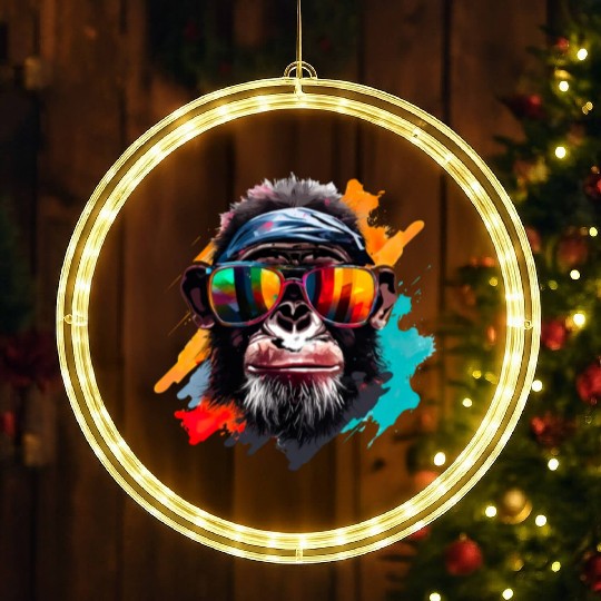 Street Art Monkey Urban Rap Street Monkey LED Christmas Window Lights