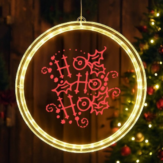 Christmas Typography Holly Ho Ho Ho LED Christmas Window Lights