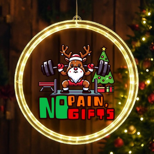 No pain no gifts funny reindeer LED Christmas Window Lights