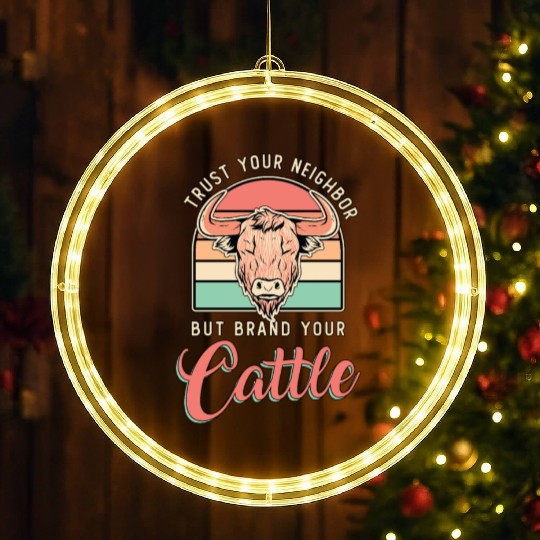 Cattle Farming Trust Your Neighbor Farm Animals LED Christmas Window Lights