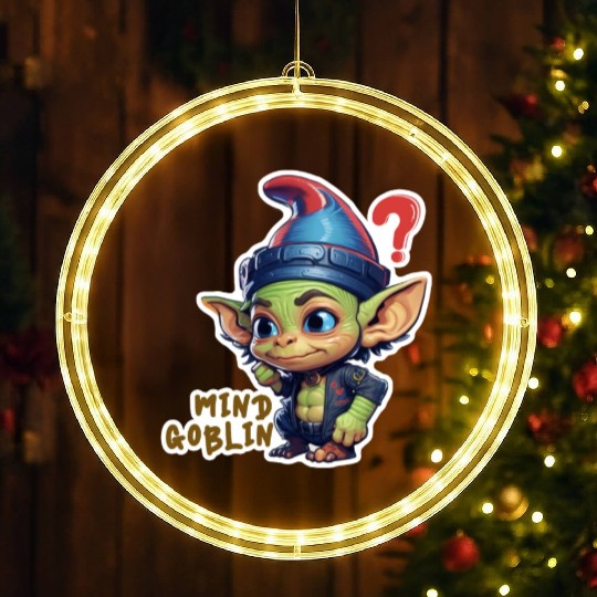 Funny Green Goblin Monster - Mind Goblin Deez Nuts LED Christmas Window Lights