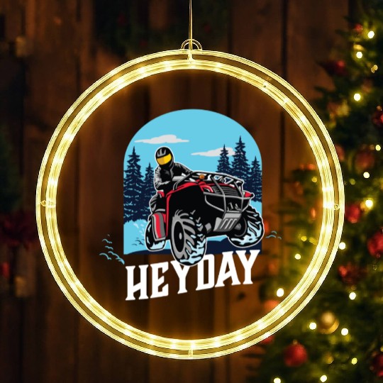 ATV/Quad "Winter Riding" style logo. By "Hey Day" LED Christmas Window Lights