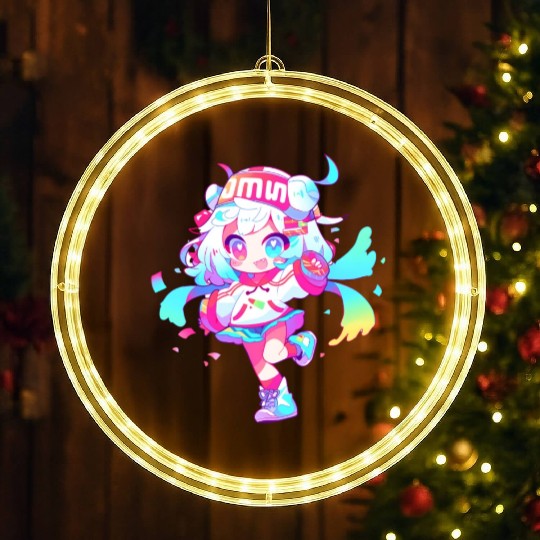 Cute Cartoon Girl LED Christmas Window Lights