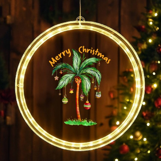 hristmas Palm Tree LED Christmas Window Lights, Tropical Xmas Gift,