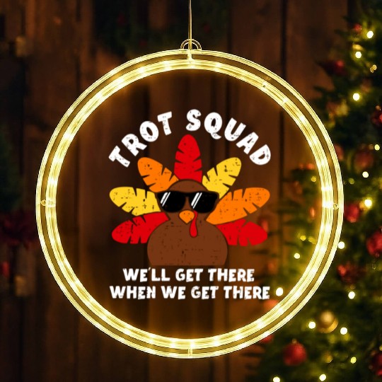 Turkey Trot Squad Race Funny Thanksgiving Running LED Christmas Window Lights