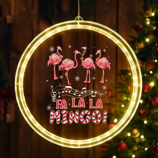 Candy Cane Flamingoes Fa La La Mingo Flamingo LED Christmas Window Lights
