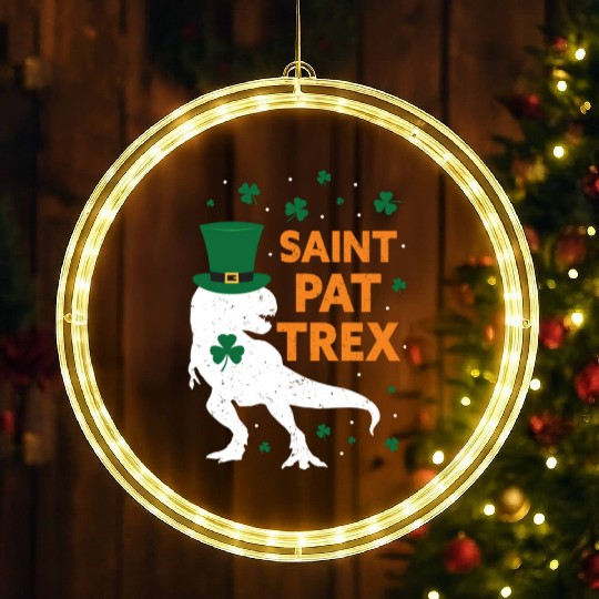 Saint Pat T Rex St Patrick s Day Dinosaur LED Christmas Window Lights