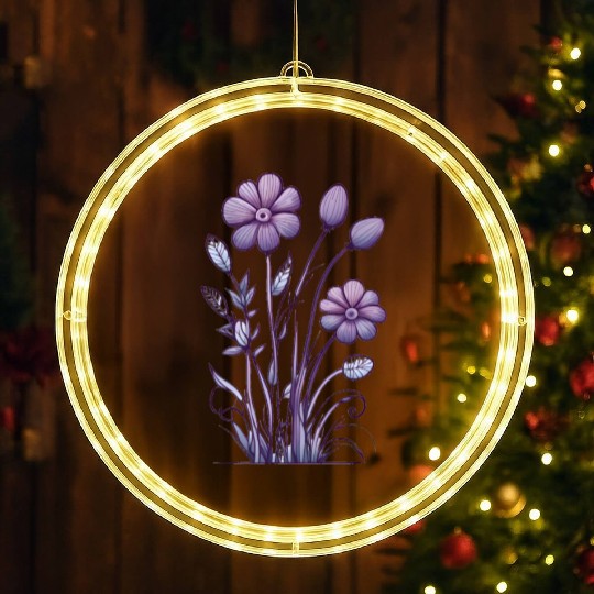 Lavender Majesty: A Tapestry of Orchids and Lilacs LED Christmas Window Lights