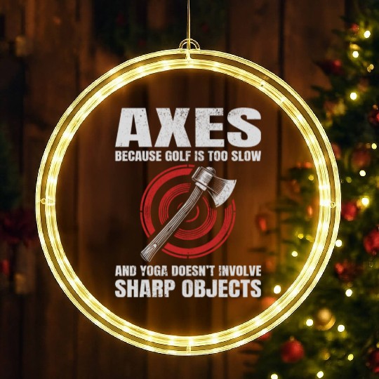 Axe Throwing Lumberjack Yoga Golf Axe Thrower LED Christmas Window Lights