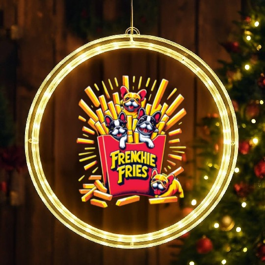 Frenchie Fries - Cute French Bulldog Fries LED Christmas Window Lights