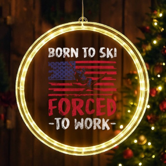 Skiing Mountain Snow Ski Area LED Christmas Window Lights