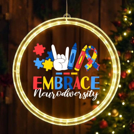 Embrace Neurodiversity ABA Therapist Behavioral LED Christmas Window Lights