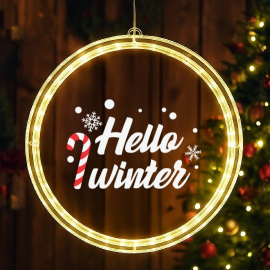Hello Winter Christmas Candy Canes LED Christmas Window Lights