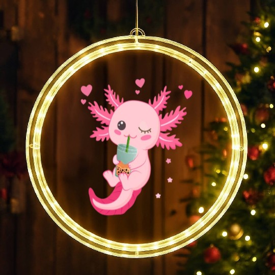 Boba Tea Bubble Tea Milk Tea Axolotl LED Christmas Window Lights