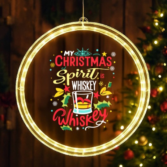 Santa My Christmas Spirit Is Whiskey Whiskey LED Christmas Window Lights