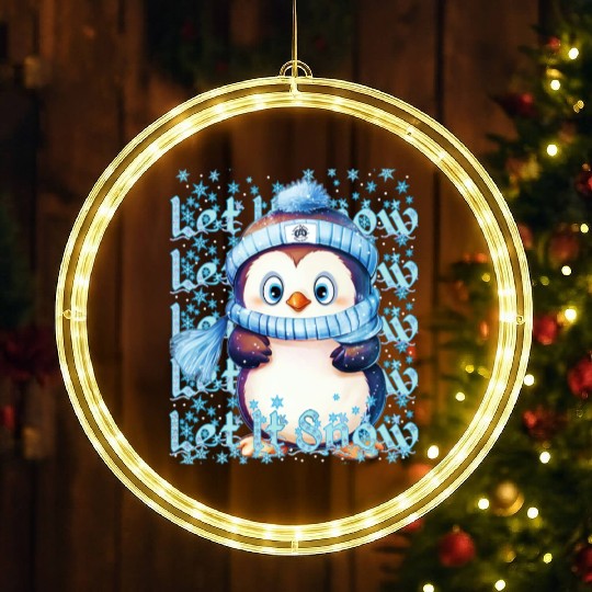 Let it Snow Winter Penguin LED Christmas Window Lights