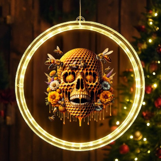 Sweet Life Skull LED Christmas Window Lights Honeycomb Haven Bumblebee