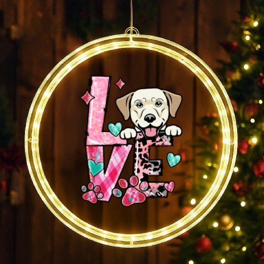 Labrador Dog I Love My Dog Fur Baby Valentines Da LED Christmas Window Lights