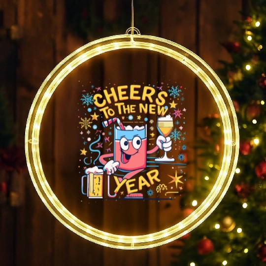 NYE Cheers To The New Year Happy Winter Holiday LED Christmas Window Lights