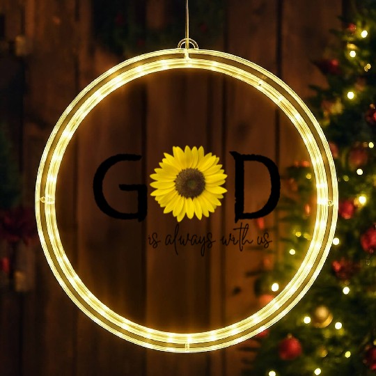 God is always with us, Catholic Christian sentense LED Christmas Window Lights