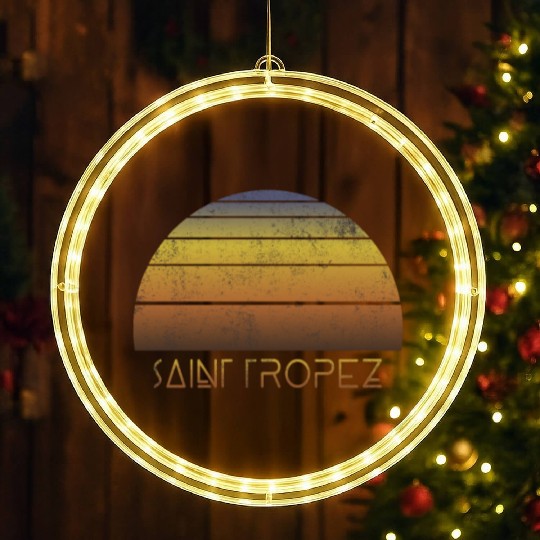 Retro Saint Tropez Sunset Vacation Souvenir LED Christmas Window Lights