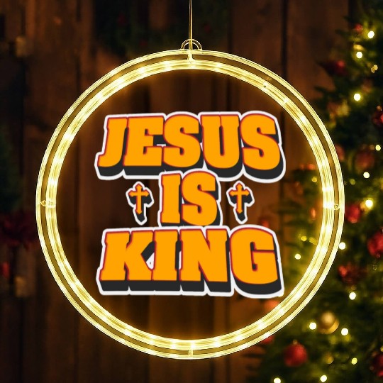 Jesus Is King Love Jesus Christian Christmas LED Christmas Window Lights