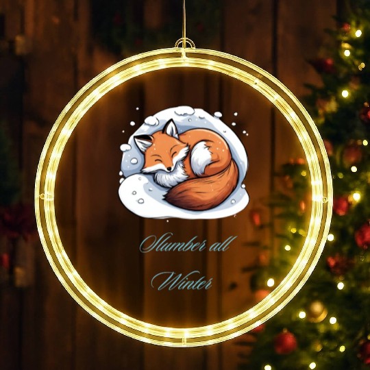 Slumber all winter - Sleepy Fox LED Christmas Window Lights