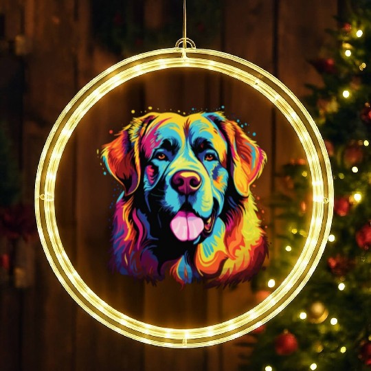Watercolor Colorful Great Pyrenees LED Christmas Window Lights