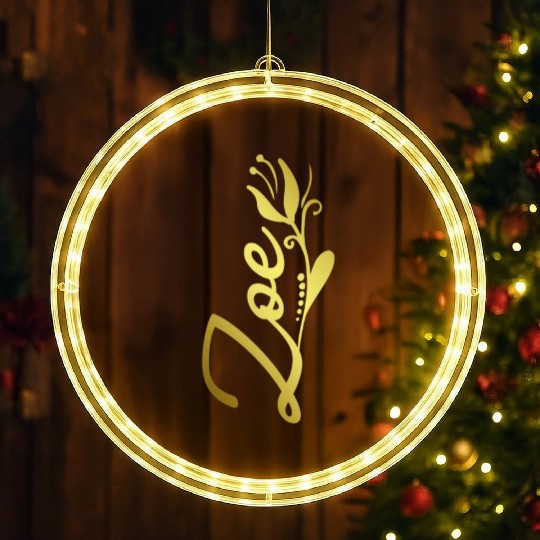 Zoe Name Faux Gold Tulip Flourish LED Christmas Window Lights