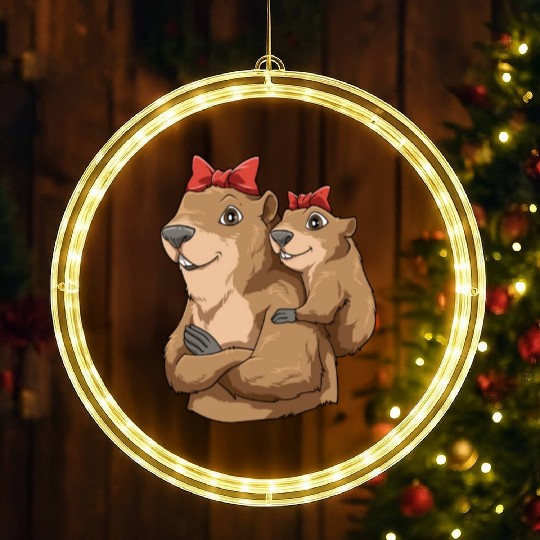 Groundhog Marmot Mom for a Marmot lover groundhog LED Christmas Window Lights