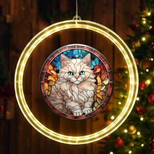 Ragdoll kitten in stained glass LED Christmas Window Lights