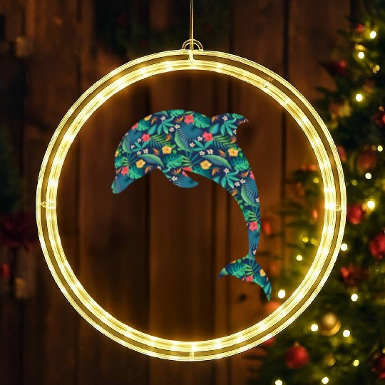 Dolphin Tropical Flower Floral LED Christmas Window Lights
