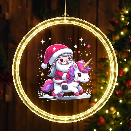 Santa Claus and Unicorn LED Christmas Window Lights
